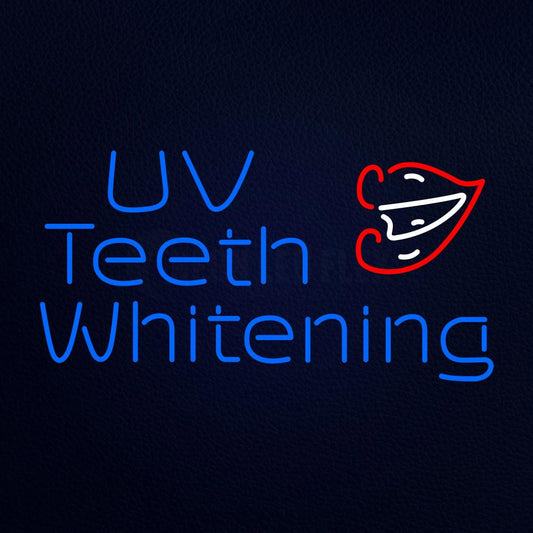 Uv Teeth Whitening in Blue With Lips Logo Neon Flex Sign