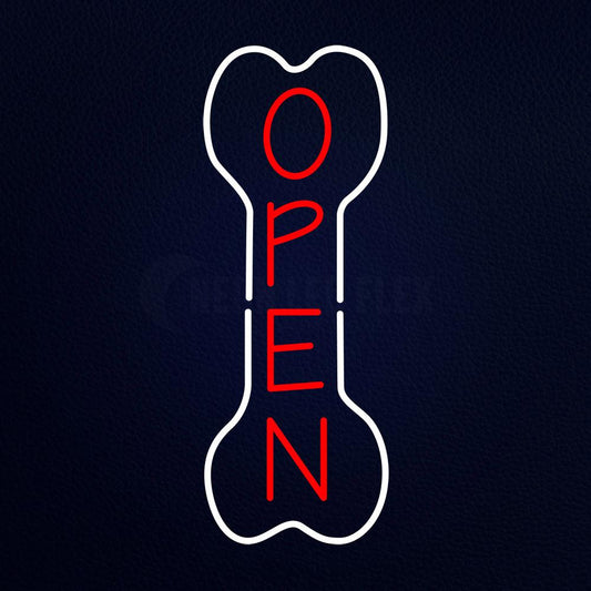 Vertical Bone Logo Open Neon Flex Sign