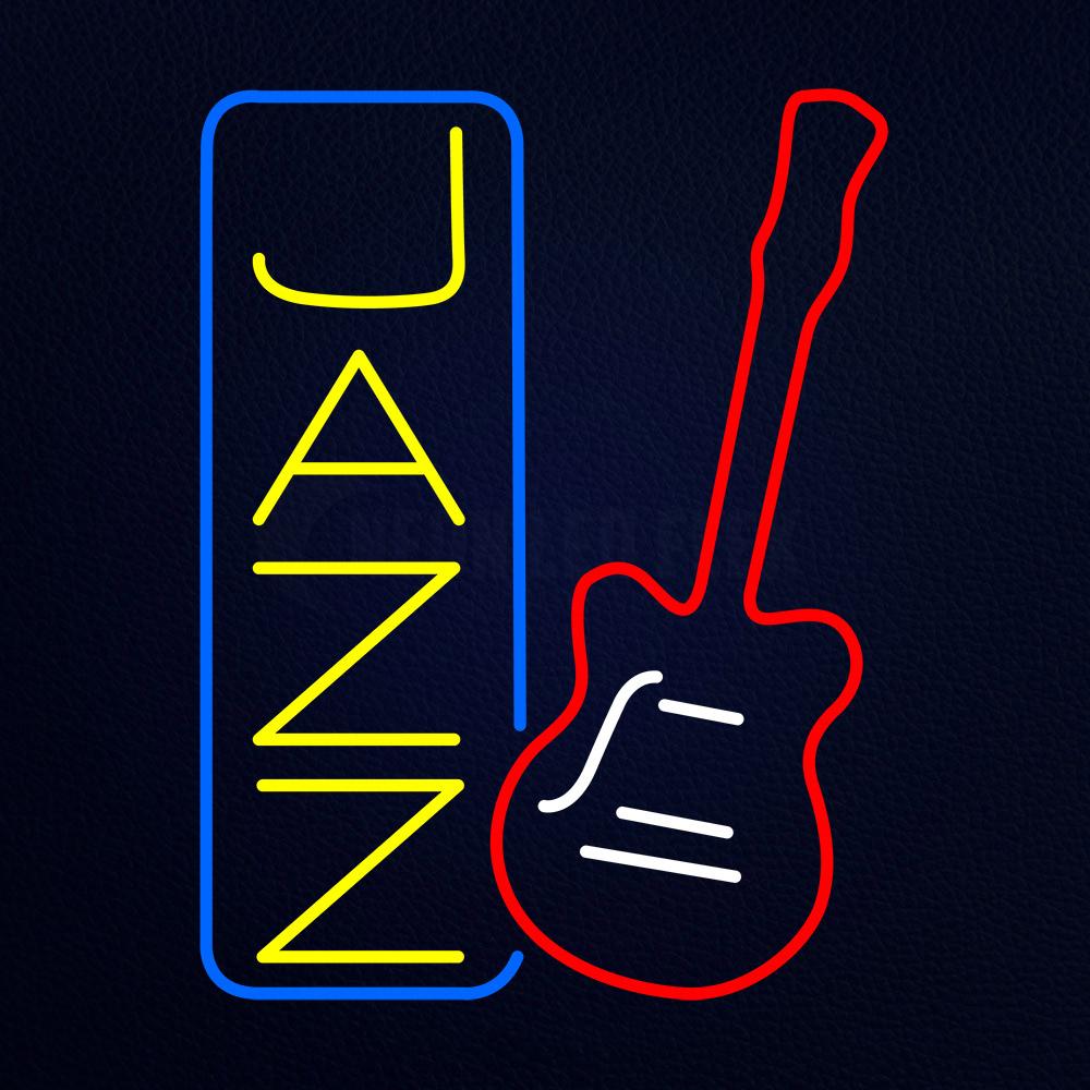 Vertical Jazz With Guitar Neon Flex Sign