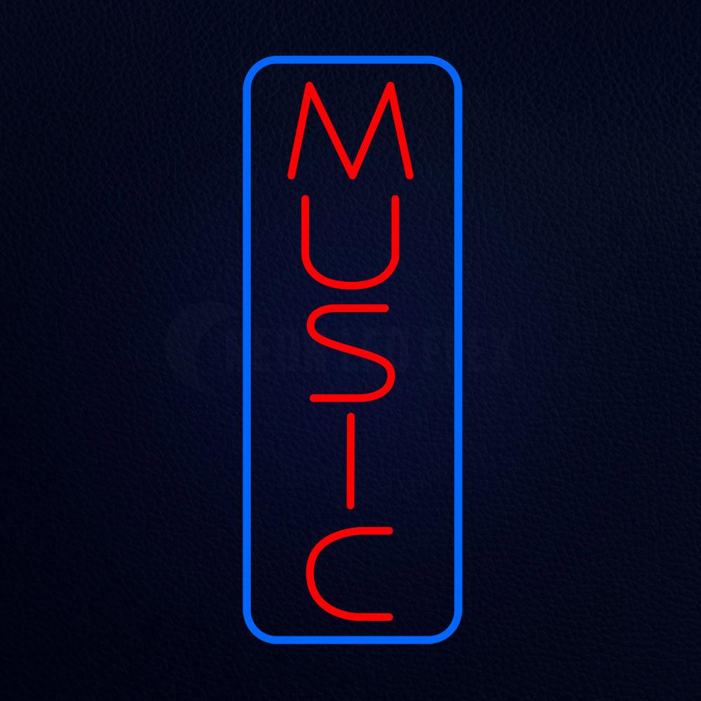 Vertical Music Blue Border Neon Flex Sign