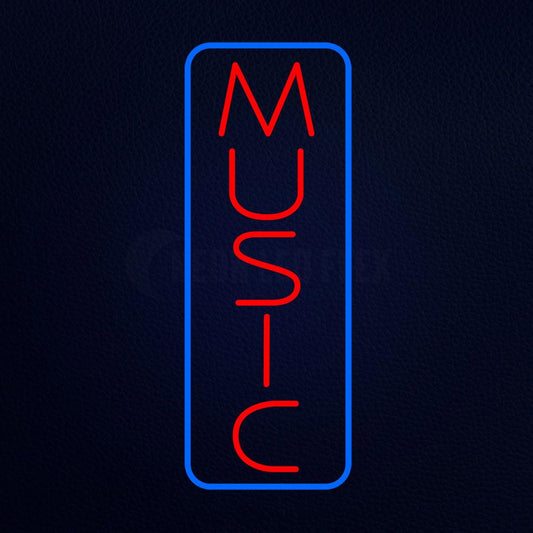 Vertical Music Blue Border Neon Flex Sign