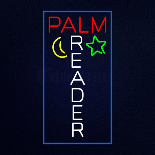 Vertical Palm Reader With Border Neon Flex Sign