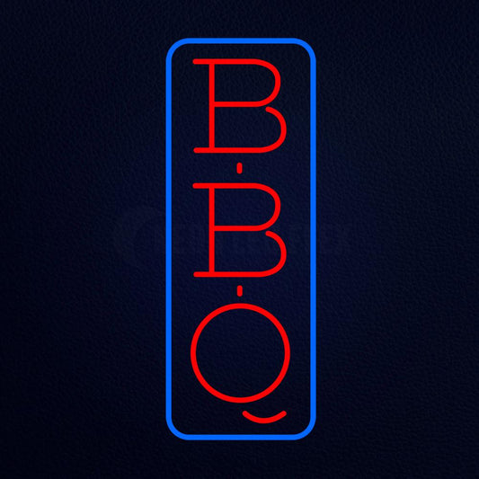 Vertical Red Bbq With Blue Border Neon Flex Sign