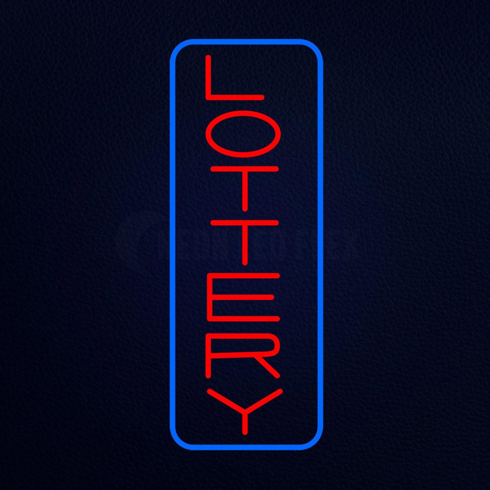 Vertical Red Lottery Blue Border Neon Flex Sign