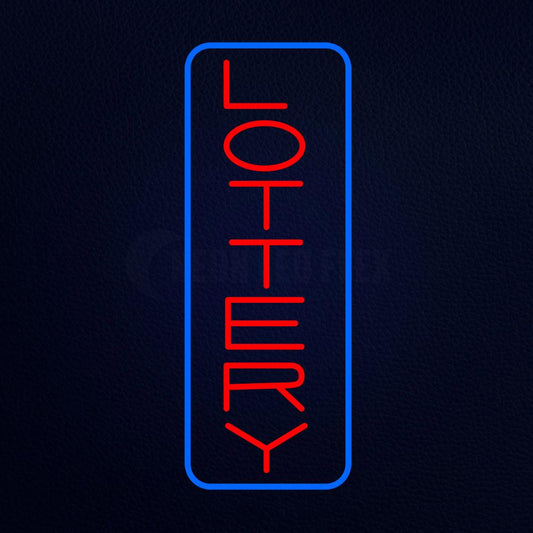 Vertical Red Lottery Blue Border Neon Flex Sign