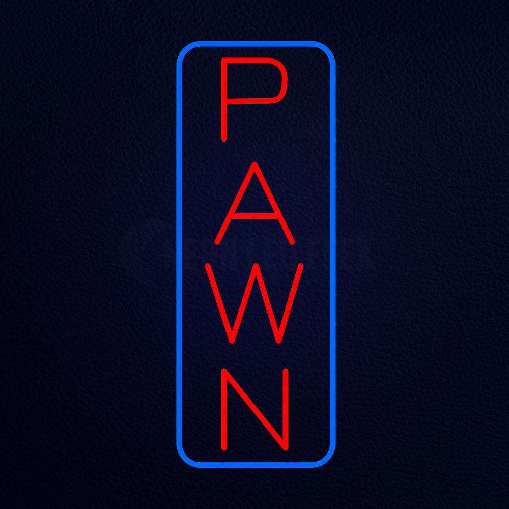 Vertical Red Pawn Blue Border Neon Flex Sign