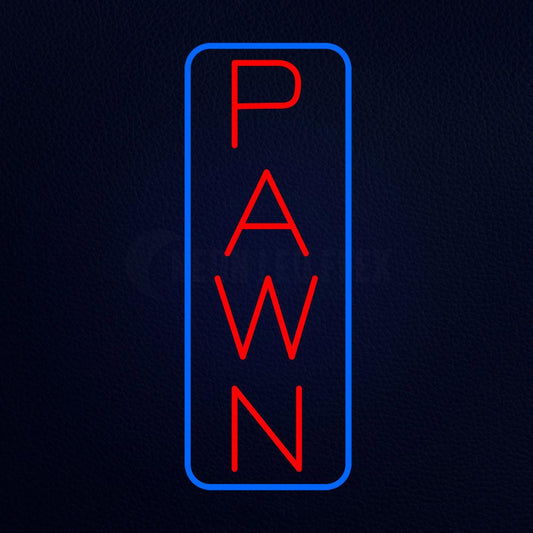 Vertical Red Pawn Blue Border Neon Flex Sign