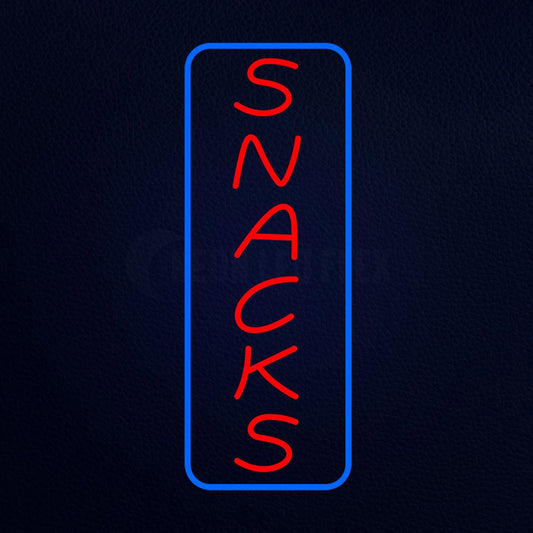 Vertical Red Snacks With Blue Border Neon Flex Sign