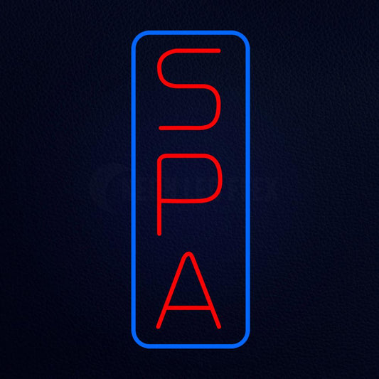 Vertical Red Spa Blue Border Neon Flex Sign