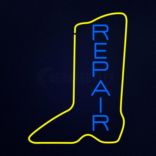 Vertical Shoe Blue Repair Neon Flex Sign