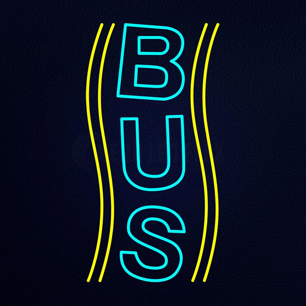 Vertical Turquoise Bus Neon Flex Sign