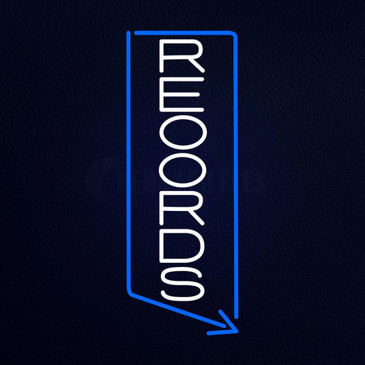 Vertical White Records Neon Flex Sign