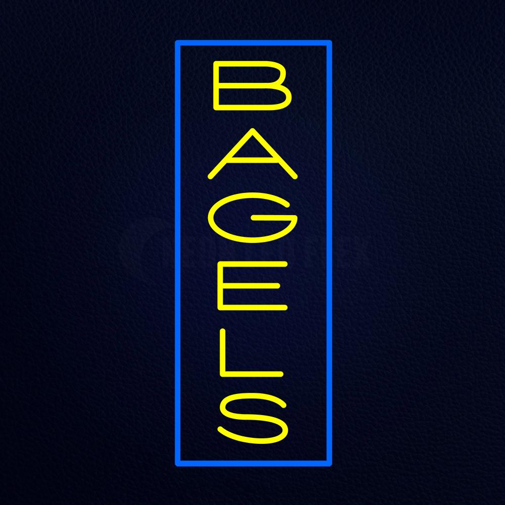 Vertical Yellow Bagels With Blue Border Neon Flex Sign