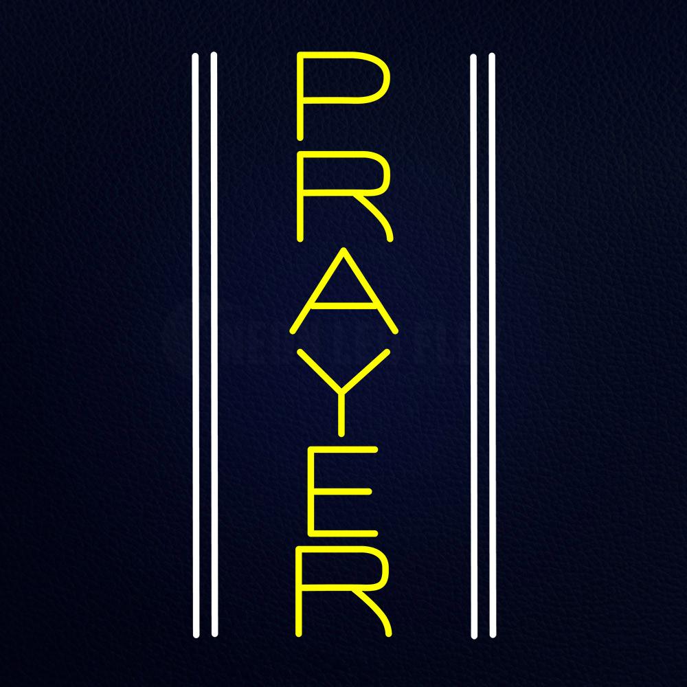 Vertical Yellow Prayer Neon Flex Sign