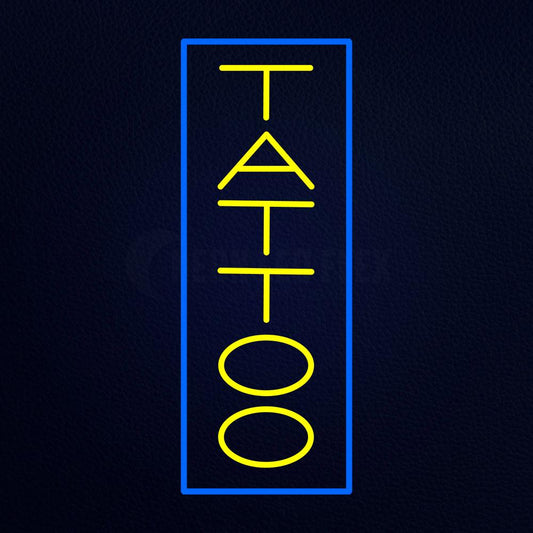 Vertical Yellow Tattoo Blue Border Neon Flex Sign