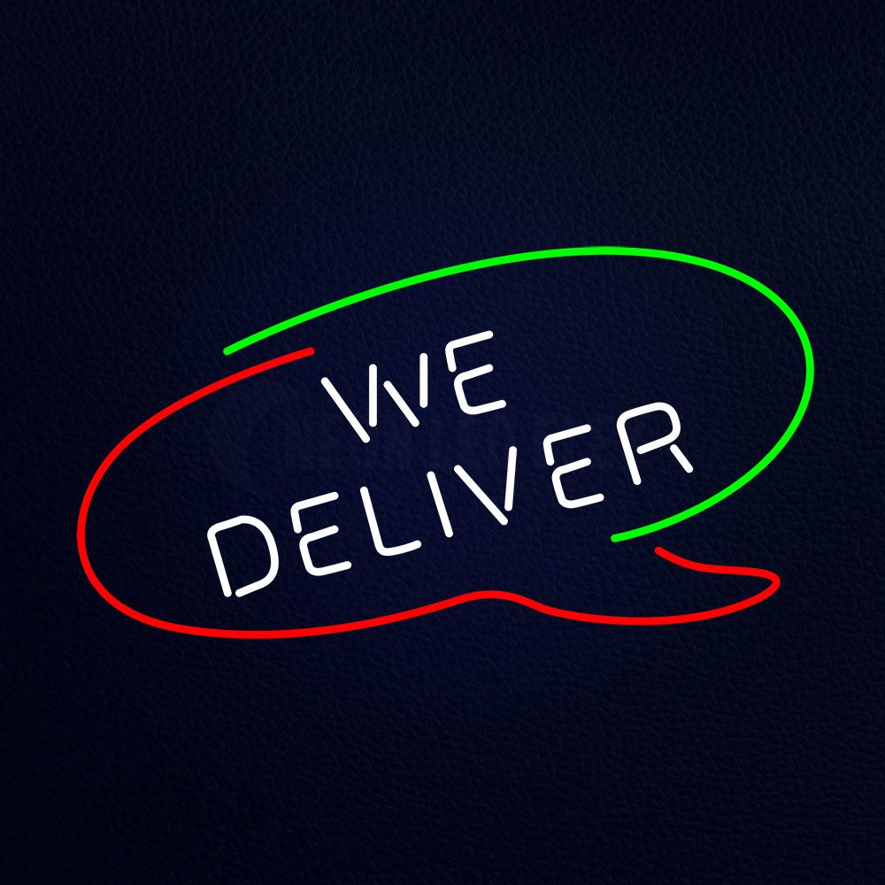 We Deliver With Border Neon Flex Sign