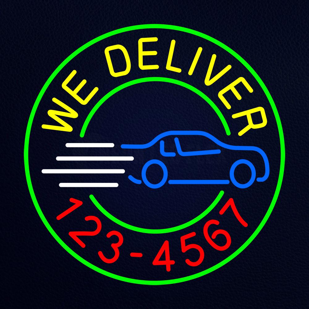 We Deliver With Phone Number Neon Flex Sign