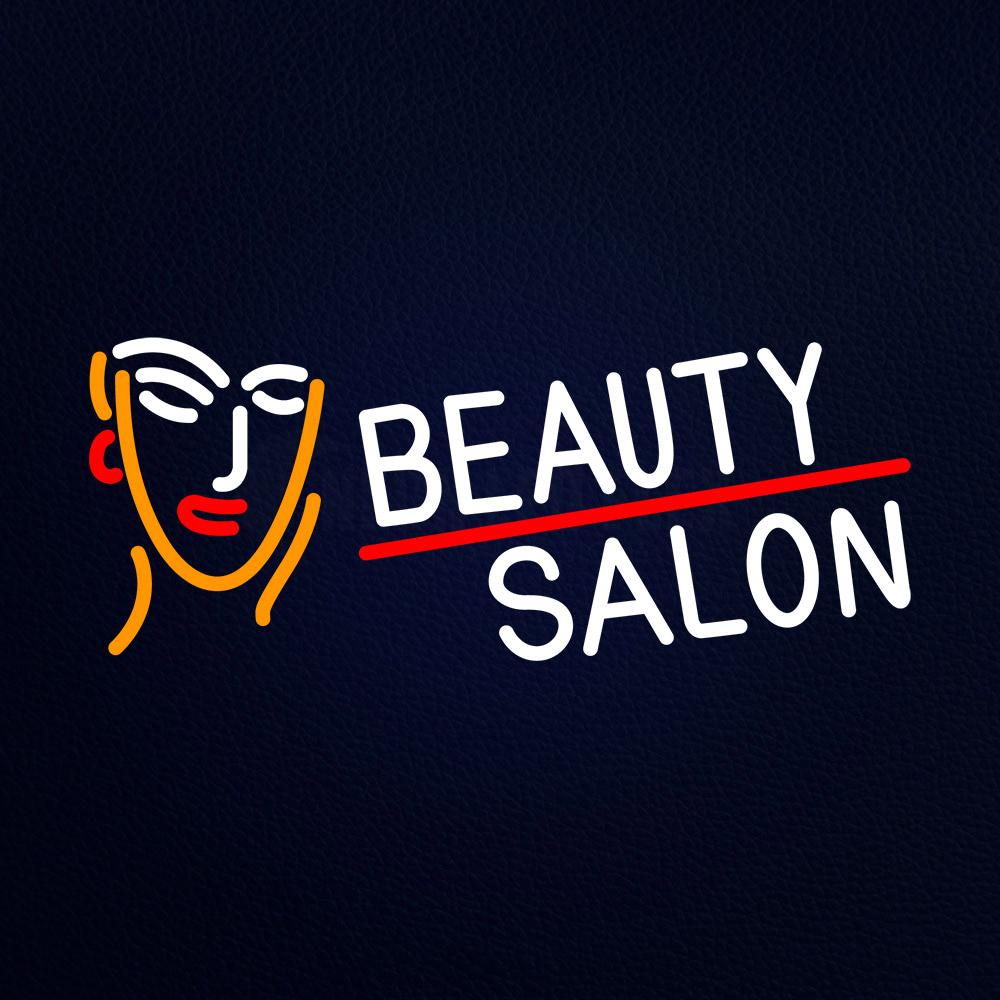 White Beauty Salon With Girl Neon Flex Sign