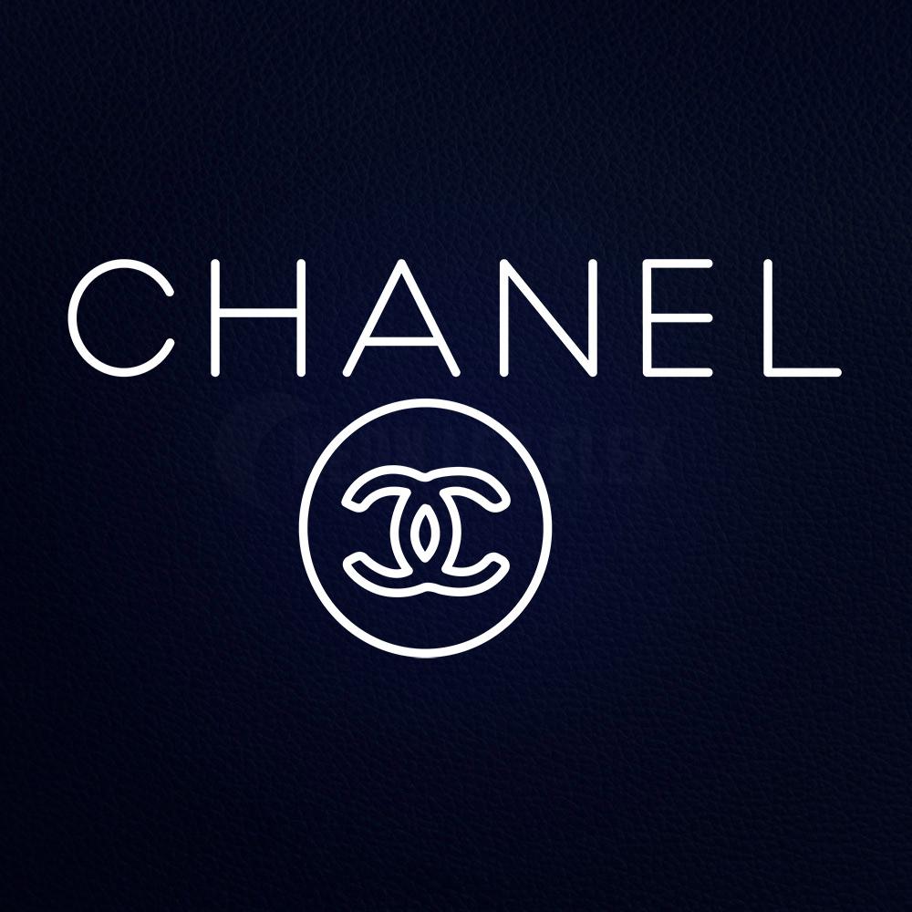 White Chanel Logo Neon Sign