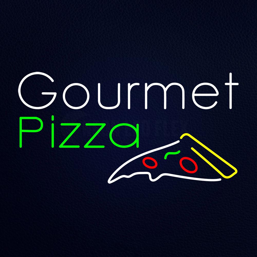 White Gourmet Pizza With Logo Neon Flex Sign