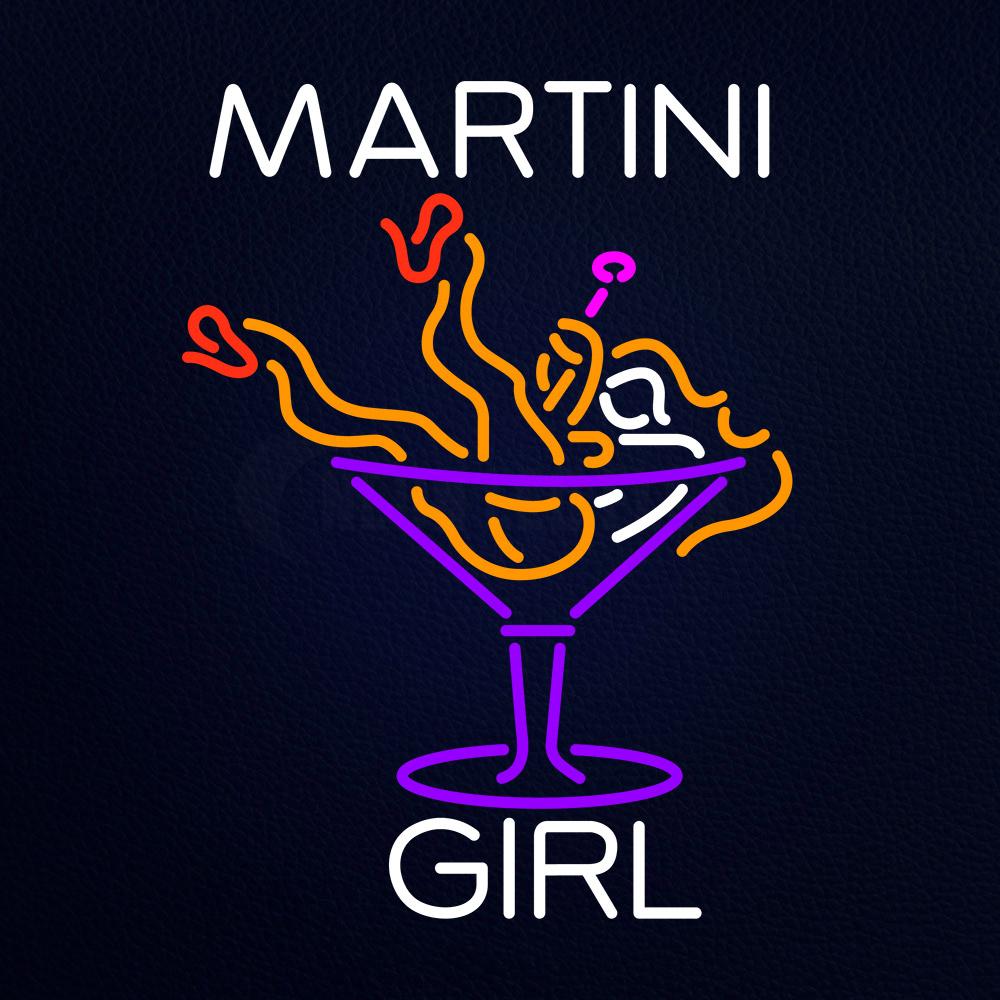 White Martini Girl Logo Neon Flex Sign