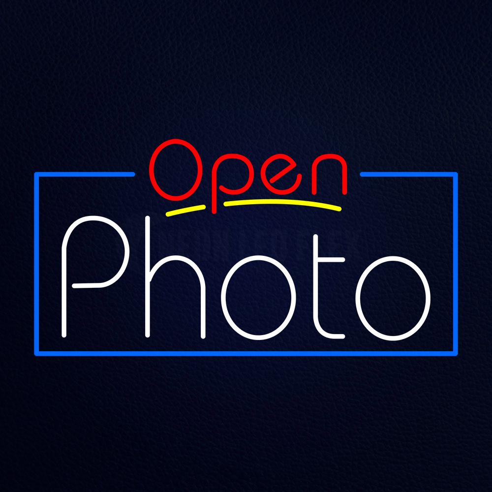 White Photo With Open Neon Flex Sign