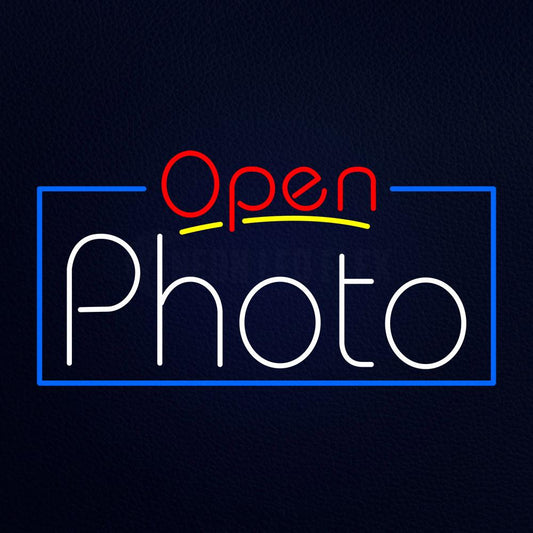 White Photo With Open Neon Flex Sign