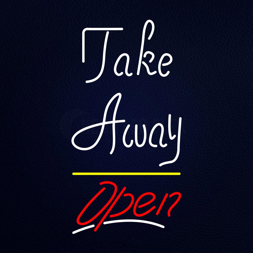 White Take Away Red Open Neon Flex Sign