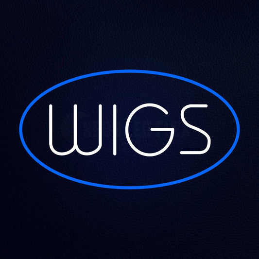 Wigs Oval Blue Neon Flex Sign