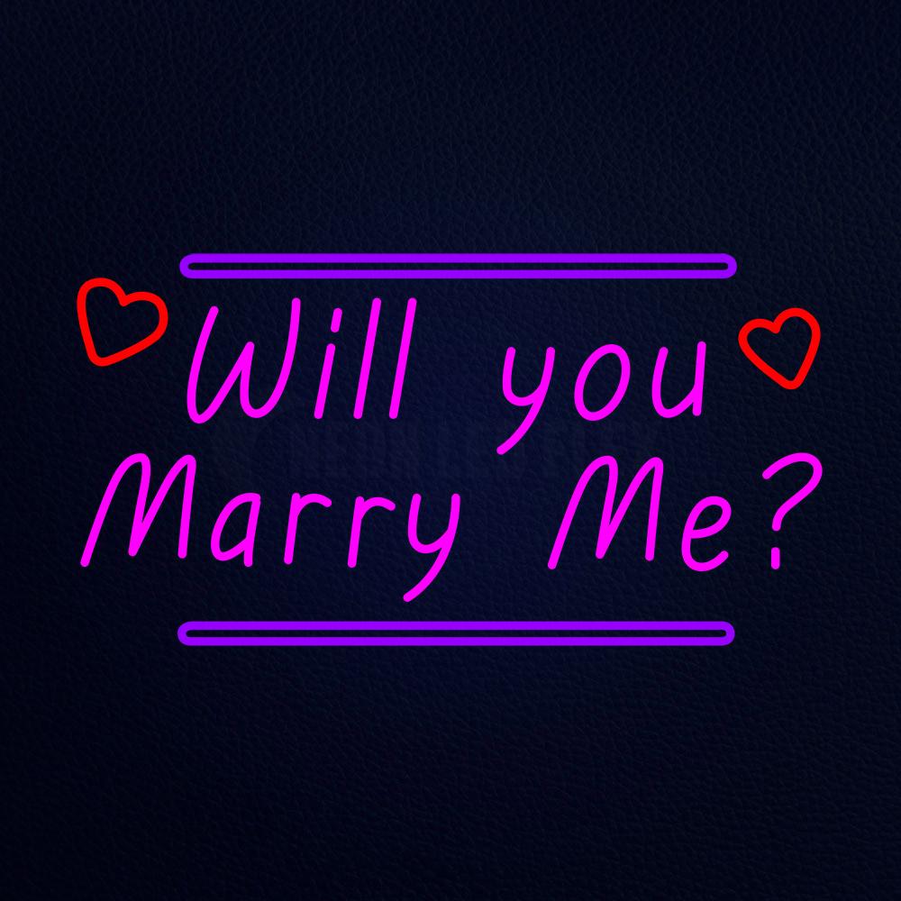 Will You Marry With Purple Line Me Neon Flex Sign