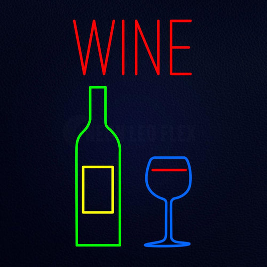 Wine Bottle and Glass Neon Flex Sign