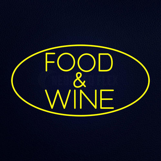 Yellow Food and Wine Neon Flex Sign