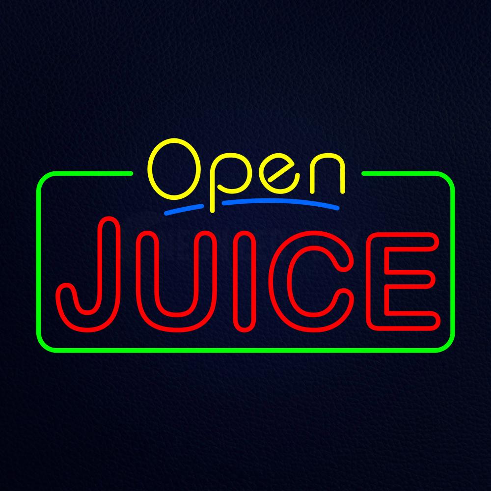 Yellow Open Double Stroke Juice Neon Flex Sign