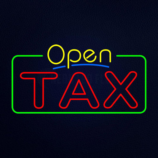 Yellow Open Double Stroke Tax Neon Flex Sign