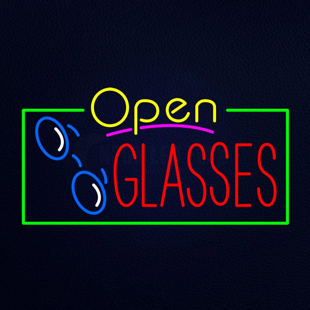 Yellow Open Glasses Logo Neon Flex Sign