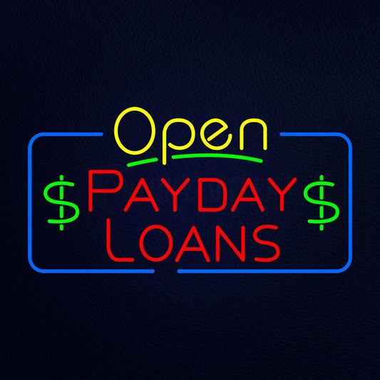 Yellow Open Payday Loans Neon Flex Sign