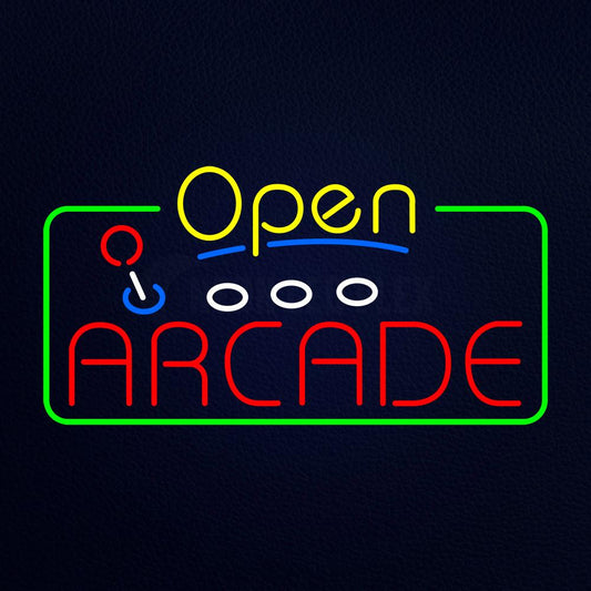 Yellow Open Red Arcade Neon Flex Sign