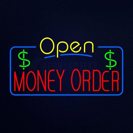 Yellow Open Red Money Order Neon Flex Sign