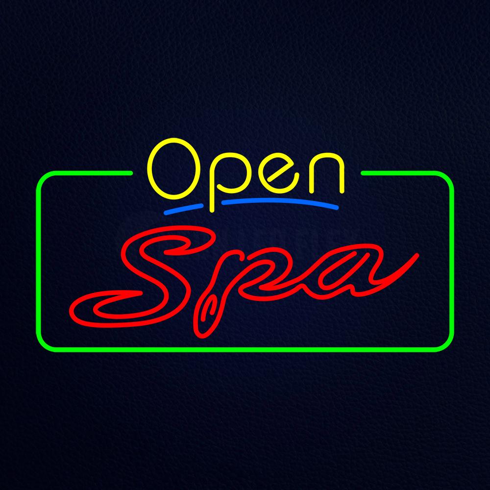 Yellow Open Red Spa Green Border Neon Flex Sign