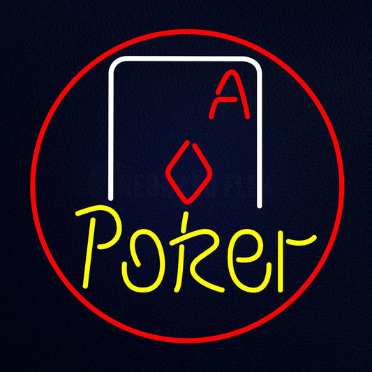 Yellow Poker With Cards Neon Flex Sign